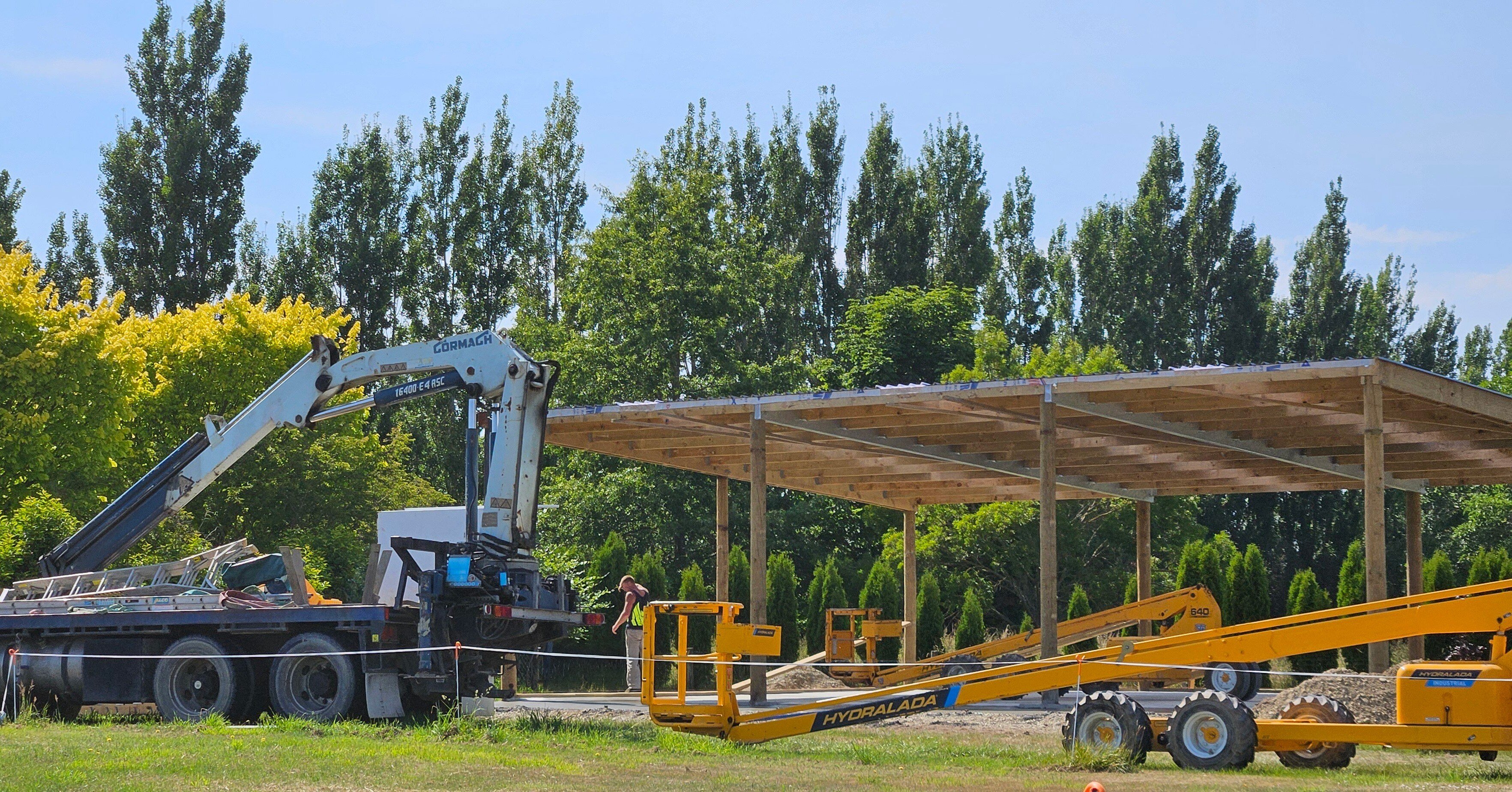 Pouring concrete on site for the construction of a new Alpine shed